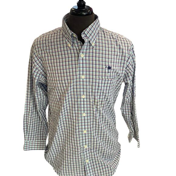 Size Medium Overton men's Button Shirt Plaid Long Sleeve Palmetto Moon SC - Picture 1 of 8